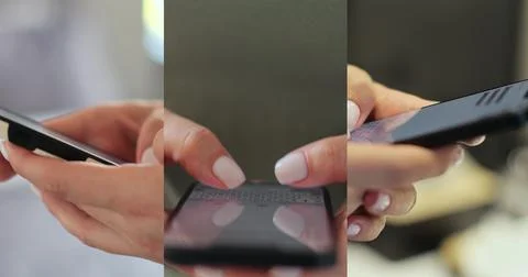 Multiscreen on people using smartphone in everyday life. People connecting to 스톡 사진