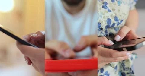 Multiscreen on people using smartphone in everyday life. People using the mobile Stock Photos