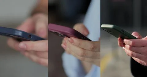 Multiscreen on people using smartphone in everyday life. People using the mob 스톡 사진
