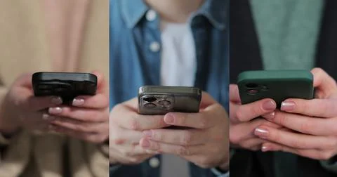 Multiscreen on people using smartphone in everyday life. People using the m.. 스톡 사진