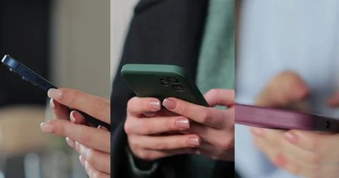 Multiscreen on people using smartphone in everyday life. People using the m.. 스톡 사진
