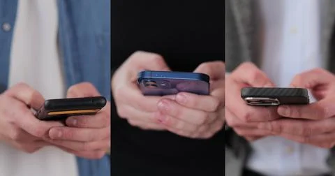 Multiscreen on people using smartphone in everyday life. People using the m.. 스톡 사진