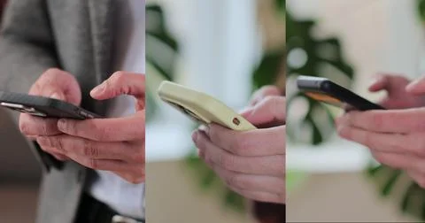 Multiscreen on people using smartphone in everyday life. People using the m.. 스톡 사진
