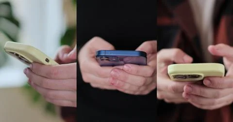 Multiscreen on people using smartphone in everyday life. People using the m.. 스톡 사진