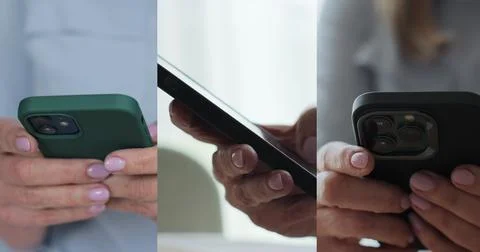 Multiscreen on people using smartphone in everyday life. People using the m.. Stock Photos