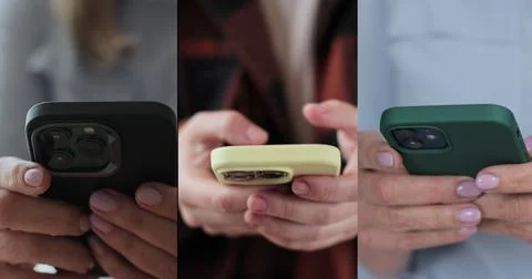 Multiscreen on people using smartphone in everyday life. People using the m.. 스톡 사진