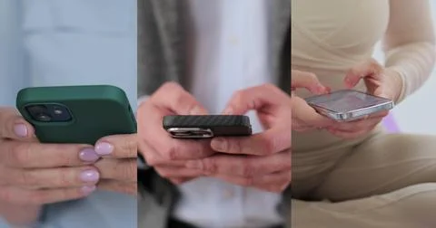 Multiscreen on people using smartphone in everyday life. People using the mob 스톡 사진