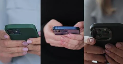 Multiscreen on people using smartphone in everyday life. People using the m.. 스톡 사진