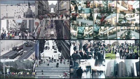 Multiscreen Security Cameras CCTV Surveillance System Video stock 138204044