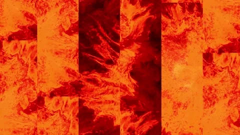 The multiscreen shows the different stages of the flowing lava. Stock Footage 239216835