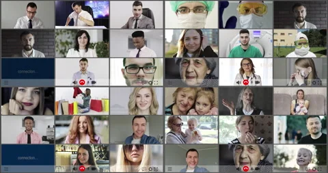 Multiscreen on smiling multiethnic people with generational diversity. Stock Footage 143278076