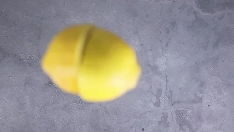 Multishot of lemon falling and apart in two pieces. Slow motion Stock Footage 147096785