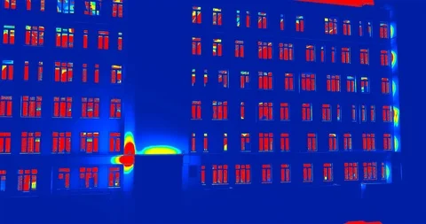 Multispectral survey of building facade to detect energy loss and illumination Stock Footage 117631459