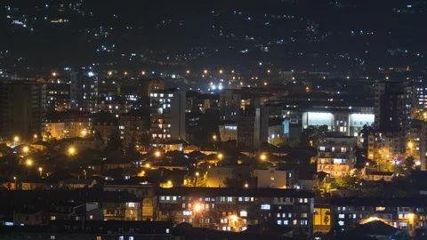 Multistorey Buildings with Changing Window Lighting At Night in City. Timelapse Stock Footage 123648801