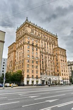 Multistory apartment building built in the Stalin Empire style in 1954, forme Stock Photos