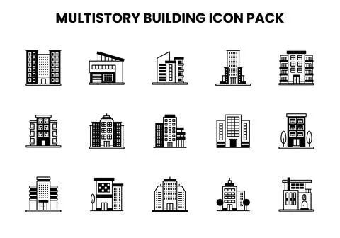MultiStory Building DuoTone Bundle Icons Pack Ilustración de archivo
