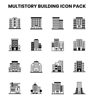 MultiStory Building DuoTone Icons Pack Ilustración de archivo