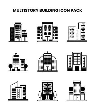 MultiStory Building DuoTone Icons Pack Ilustración de archivo