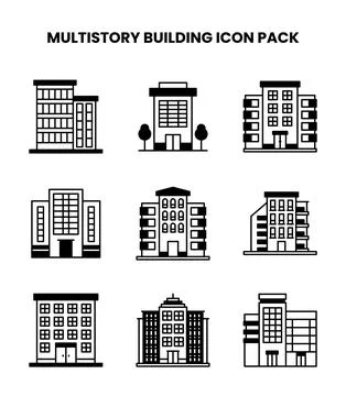 MultiStory Building DuoTone Icons Pack Ilustración de archivo