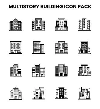 MultiStory Building DuoTone Vector Icons Pack Ilustración de archivo