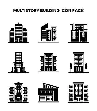 MultiStory Building Glyph Icons Pack Ilustración de archivo