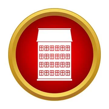 Multistory building icon inside red golden circle Ilustración de archivo