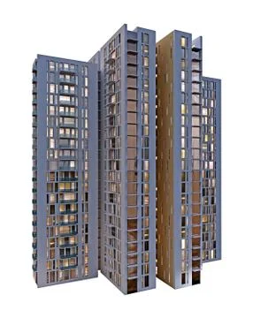 Multistory building isolated on white. 3d rendering Stock Illustration