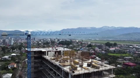 Multistory Construction Aerial Stock Footage 253301796