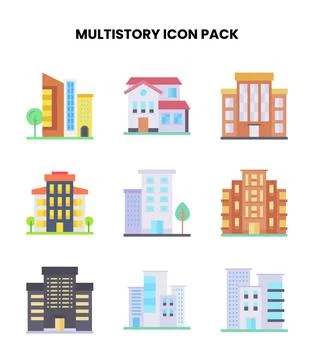 MultiStory Flat Collection Icons Pack Ilustración de archivo