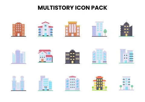 MultiStory Flat Design Icons Pack Ilustración de archivo