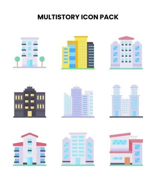 MultiStory Flat Scalable Icons Pack Ilustración de archivo