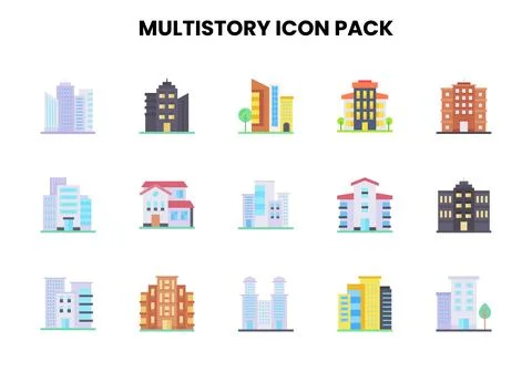MultiStory Flat UI Icons Pack Stock Illustration
