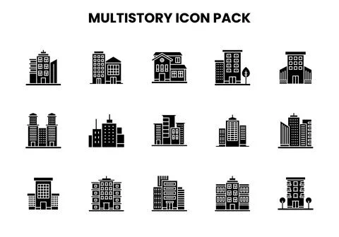 MultiStory Glyph Bundle Icons Pack Stock Illustration