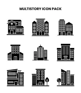 MultiStory Glyph Set Icons Pack Ilustração Stock