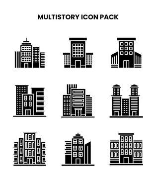 MultiStory Glyph Vector Icons Pack Stock Illustration