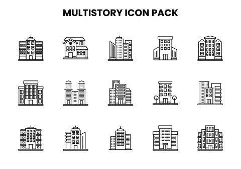 MultiStory Line Collection Icons Pack Ilustração Stock
