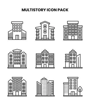 MultiStory Line Design Icons Pack Stock Illustration