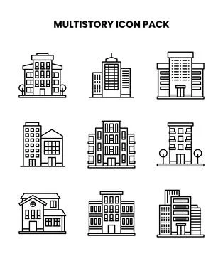 MultiStory Line Graphics Icons Pack Stock Illustration