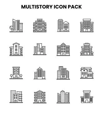 MultiStory Line Scalable Icons Pack Ilustración de archivo