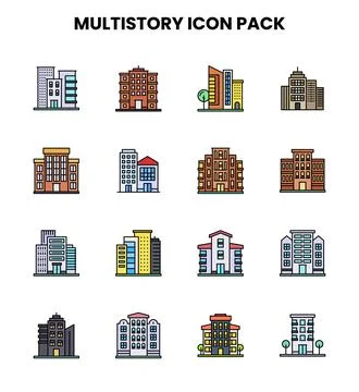 MultiStory Lineal Color Bundle Icons Pack Ilustración de archivo