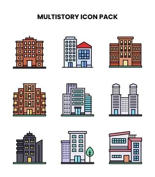 MultiStory Lineal Color Vector Icons Pack Stock Illustration