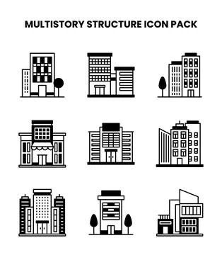 MultiStory Structure DuoTone Design Icons Pack Stock Illustration