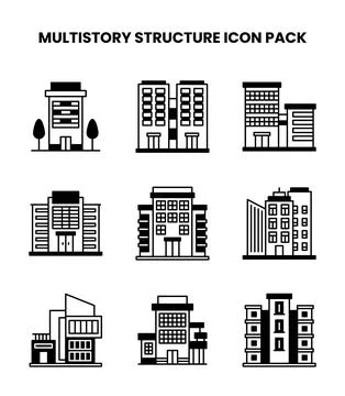 MultiStory Structure DuoTone Graphics Icons Pack Stock Illustration