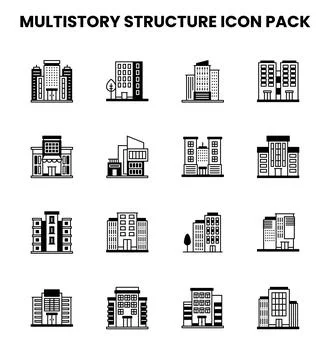 MultiStory Structure DuoTone Vector Icons Pack Ilustración de archivo