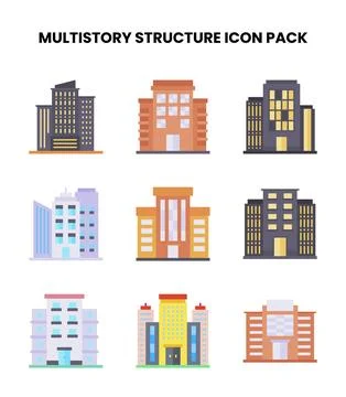 MultiStory Structure Flat UI Icons Pack Ilustración de archivo