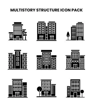 MultiStory Structure Glyph Scalable Icons Pack Stock-Illustration