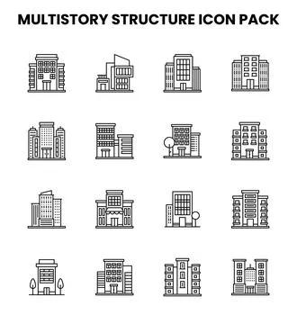 MultiStory Structure Line Graphics Icons Pack Stock-Illustration