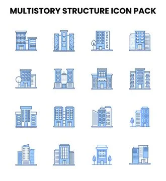 MultiStory Structure Two Colour Design Icons Pack Stock-Illustration
