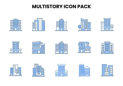 MultiStory Two Colour Bundle Icons Pack Ilustración de archivo
