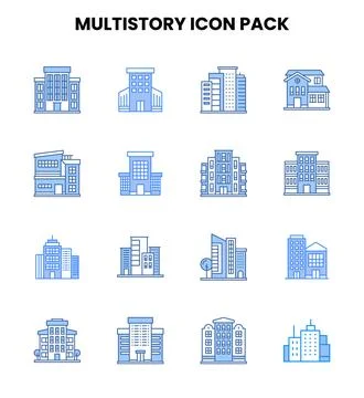 MultiStory Two Colour Collection Icons Pack Ilustración de archivo